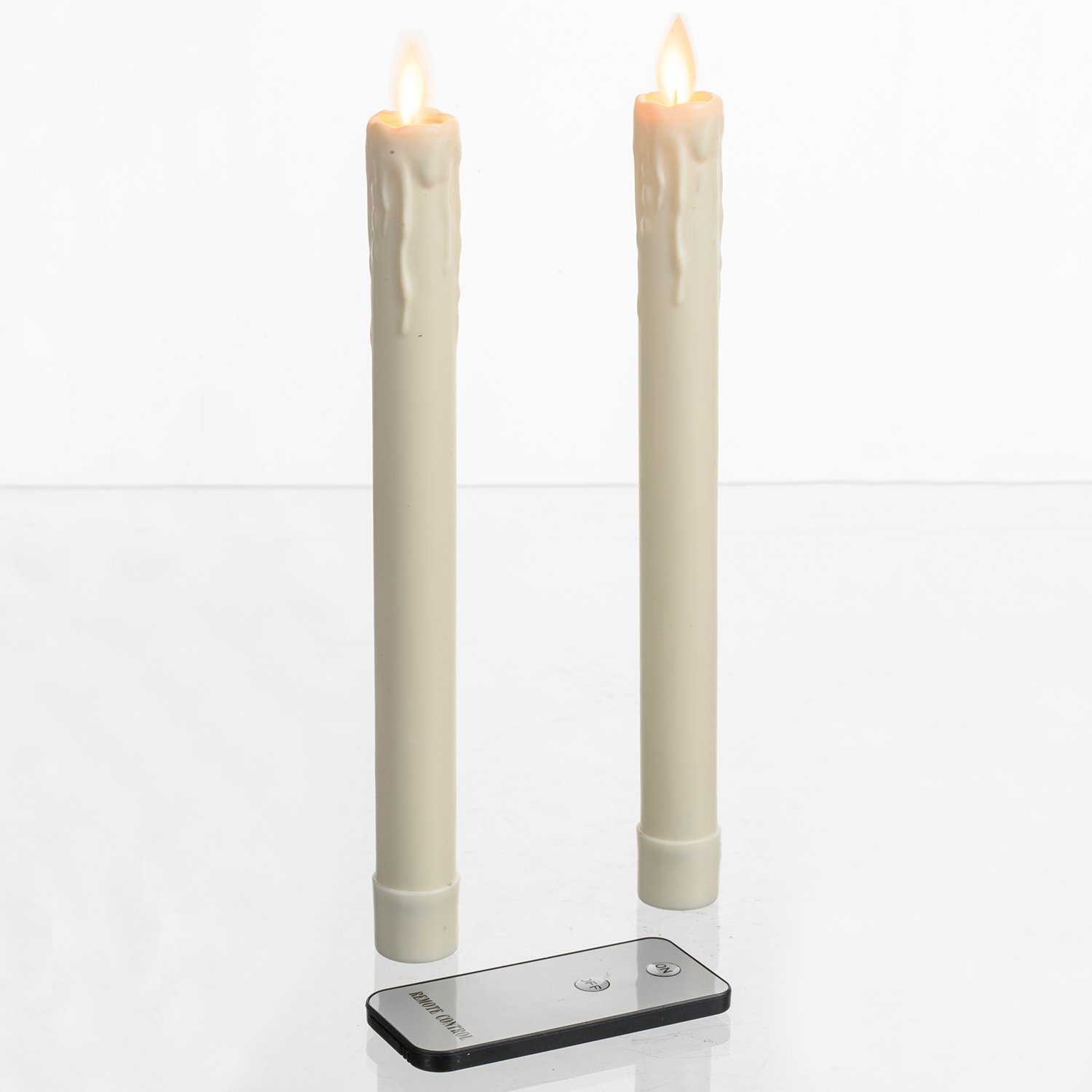 Set 2 Candele Avorio DRC Moving Flame con telecomando H.23cm