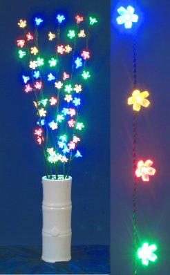 LEDFLRAV5X12F SET 5 RAMI VERDI C/60 FIORI MULTICOLOR LUCE FISSA H.80CM