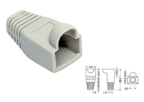 CAPPUCCIO PLUG RJ45/RJ50 CONNETTORI A 8 POLI GRIGIO