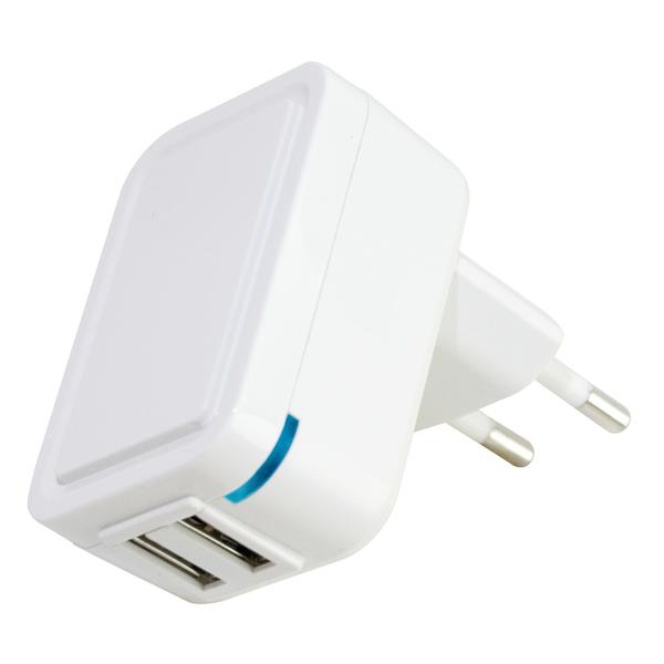 ALIMENTATORE 2XUSB 2,1A 5V 10A 100-240V BIANCO