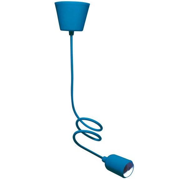 PENDANT SILICONE E27 100W MAX CAVO 1M SEZ.0,75MMQ BLU