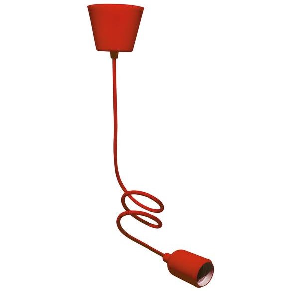 PENDANT SILICONE E27 100W MAX CAVO 1M SEZ.0,75MMQ ROSSO