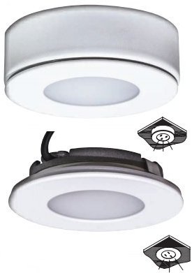 PUNTO LUCE X MENSOLE ALLUMINIO BI DA INCASSO (SENZA ANELLO) - DA PLAFONE (CON ANELLO) 3000K 3,3W 12V 100° 220LM