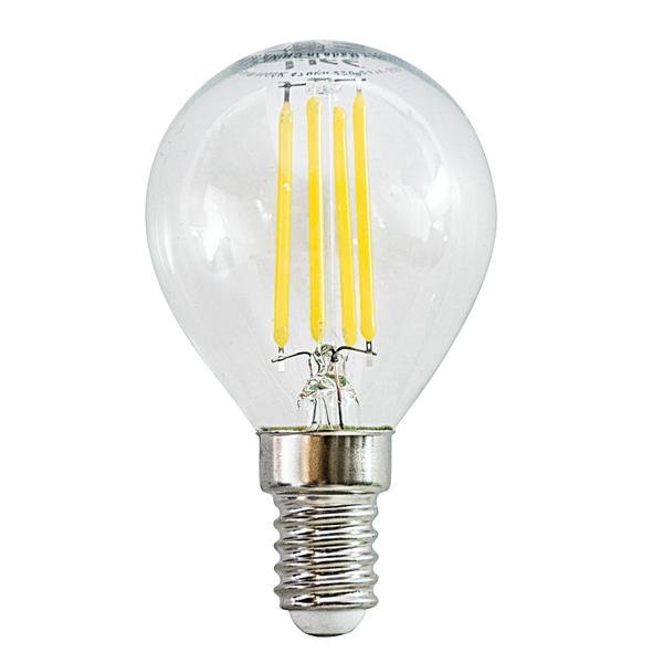 LAMP.LED SFERA E14 4,5W 4000K 470LM TRASP.45X80 FILAMENT G45