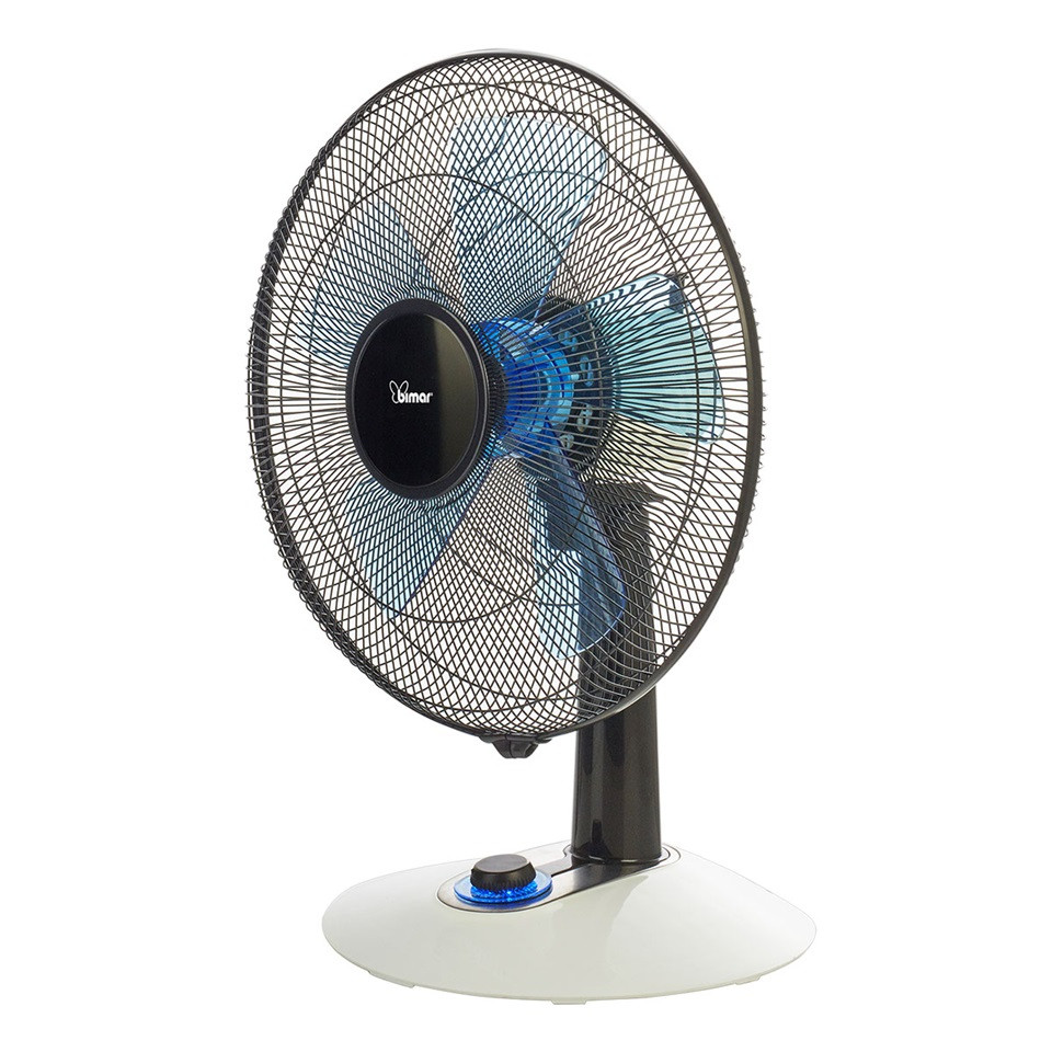 Ventilatore tavolo Ø 40cm 5 pale SILENZIOSO con comandi luminosi LED azzurro
