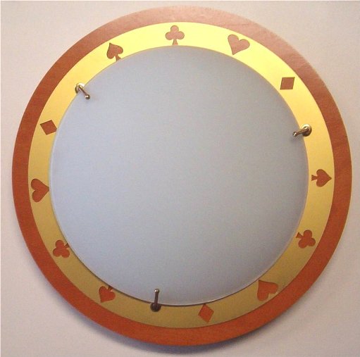 PLAFONIERA VETRO SATIN BIANCO BASE FAGGIO D.40 C/CUORI 60W