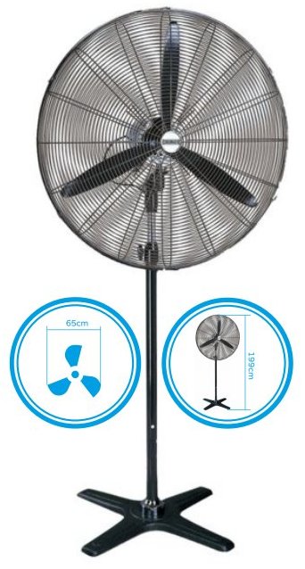 VENT.PIANT.INDUST. H.REG. 199CM MAX 3VEL.170W Ø.65CM BIMAR