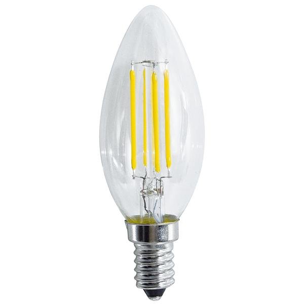 LAMP.LED CANDELA E14 4,5W 470L 3000K FIL. TRASP. C35 FA320° 35X97MM