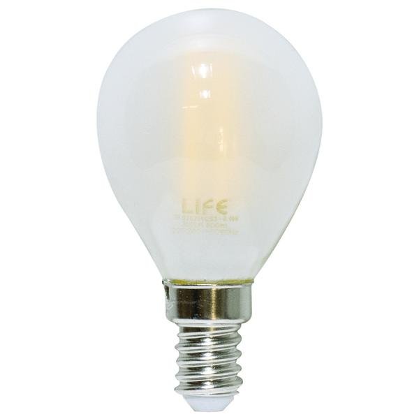 LAMP. LED SFERA E14 6,5W FILAM. FROST 3000K 806LM45X80MM 320° G45 RA80