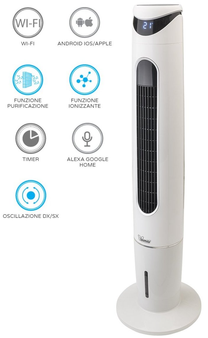 RAFFRESCATORE A COLONNA WIFI MULTIFUNZIONE VENTILATORE + PURIFICATORE 40W