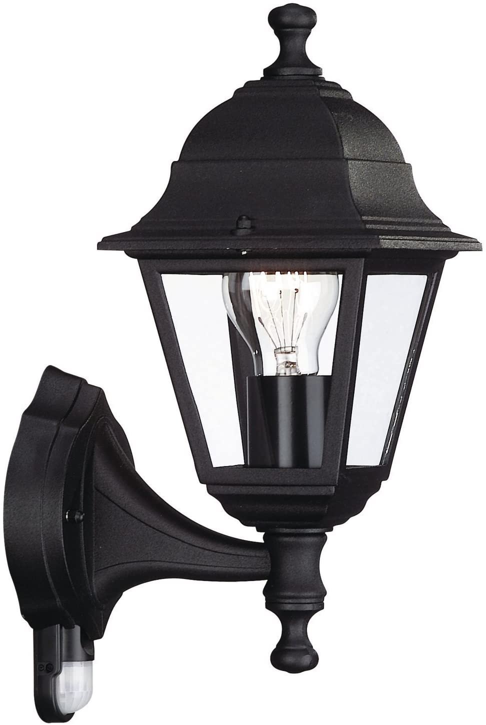 LIMA LAMPADA A MURO NERO IN ALLUMINIO CON SENSORE IP44 MAX 60W