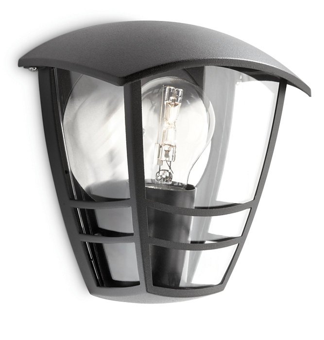 CREEK APPLIQUE LAMPADA A MURO NERO ALL. 1X60W E27 IP44