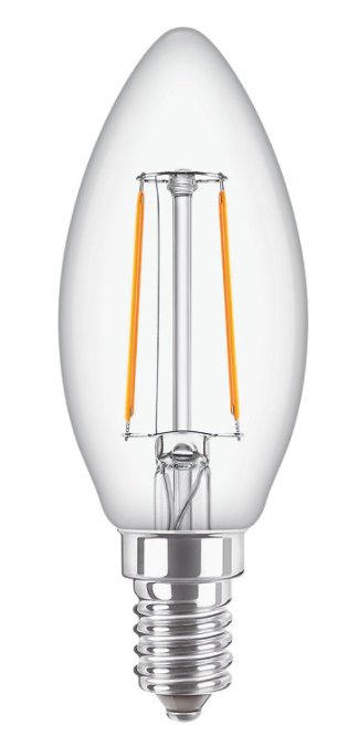 Lampada FILOLED oliva/candela E14 2,2W 2700°K
