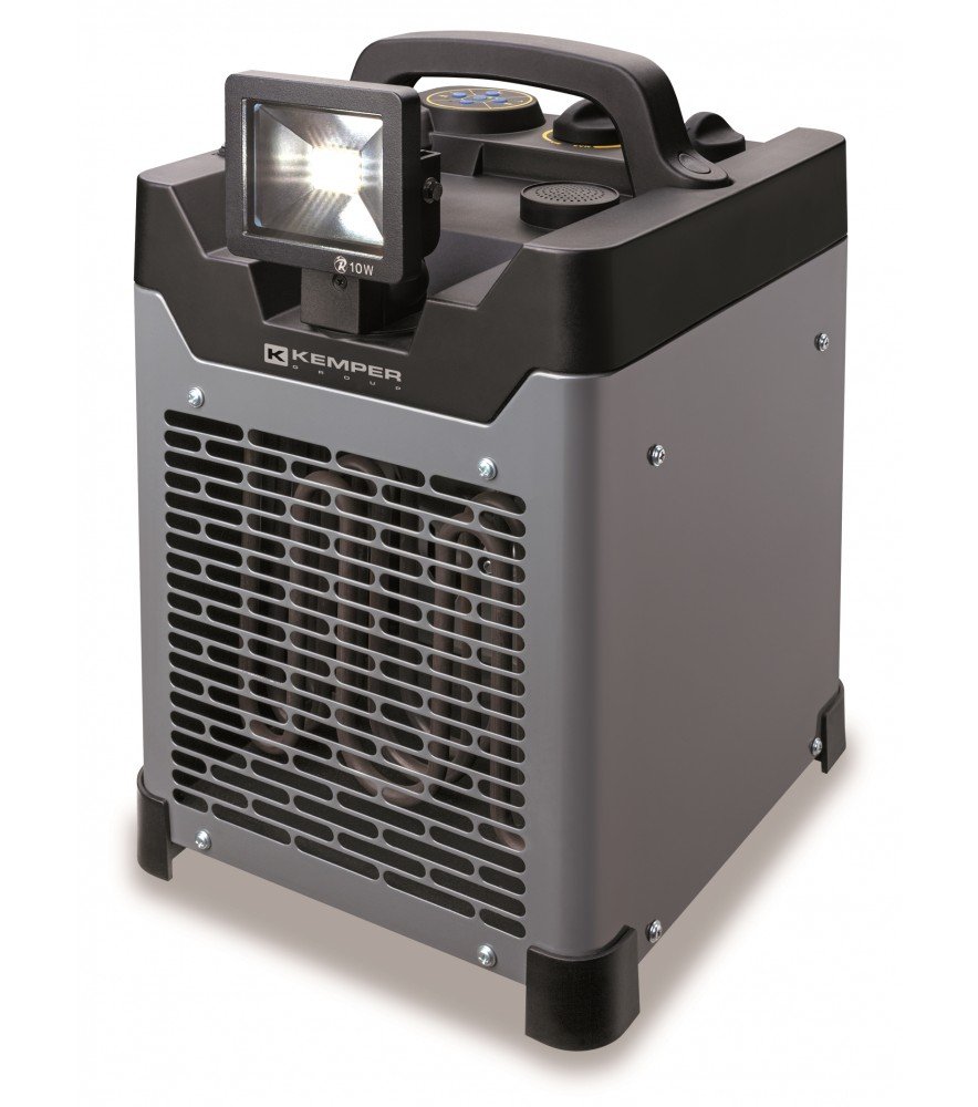 Generatore industriale di aria calda IP44 3300W con faro LED orientabile 10W