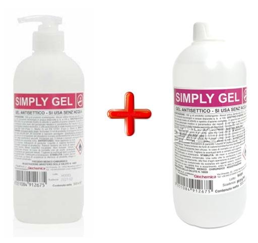 KIT GEL IDROALCOLICO IGIENIZZANTE MANI COMPOSTO DA: FLACONE 500ML C/DOSATORE + FLACONE 500ML DI RICAMBIO