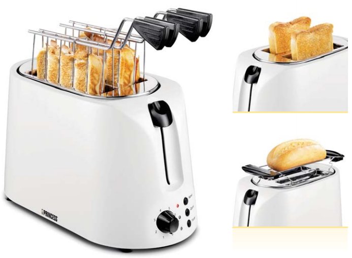 TOSTAPANE BIANCO 8 LIV.TOST. 1000W C/ESPULS. PRINCESS