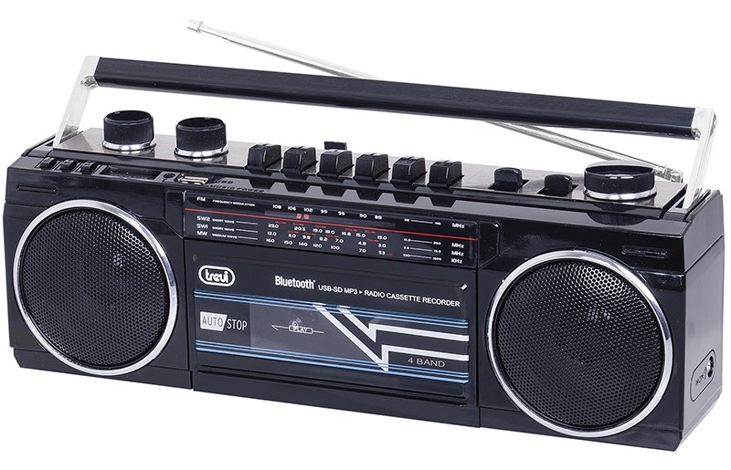 RADIO REGISTRATORE PORTATILE CASSETTA BLUETOOTH+USB+SD NERO