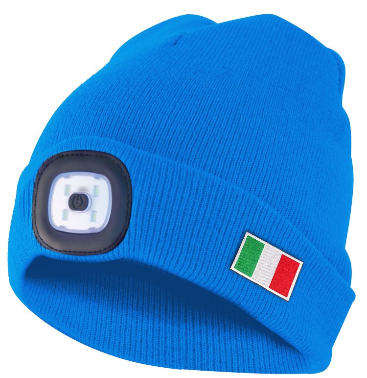 CAPPELLINO IN STOFFA CON LUCE LED AZZURRO ITALIA RICARICABILE