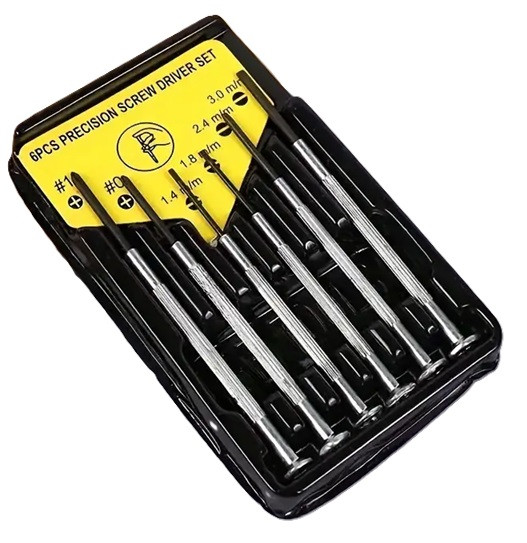Set con 6 cacciavite di precisione 4pz con lama a taglio e 2pz lama a croce