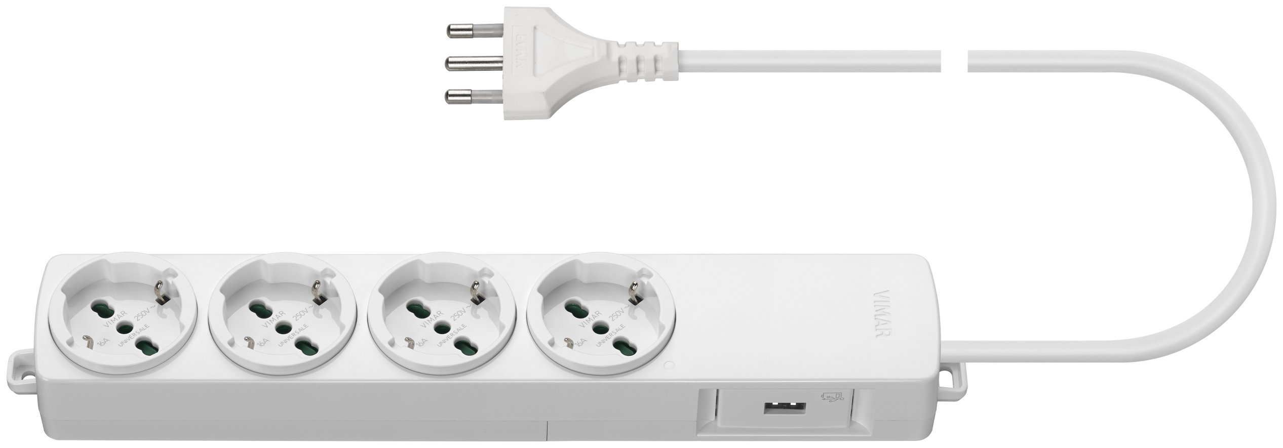 MULTIPRESA 4 UNIVERSALE+ PRESA USB BIANCO