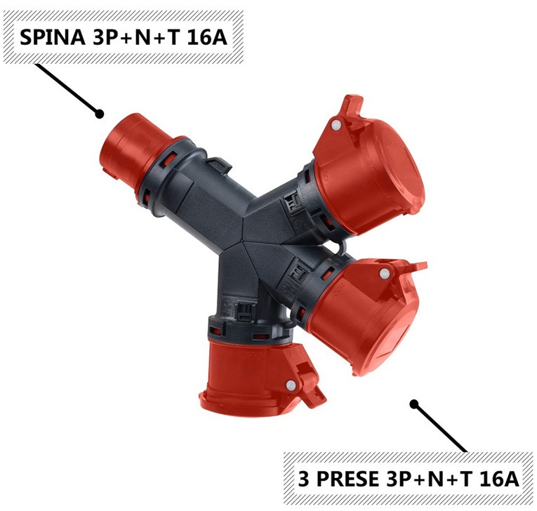 Moltiplicatore 3 vie 3P+T+N 16A 380V IP54