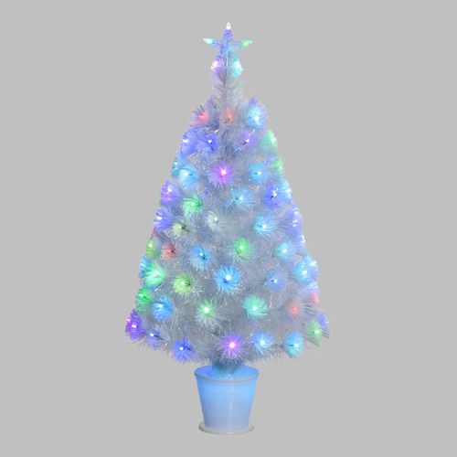 Albero Trasparente Bianco in Fibra ottica e RGB LED H100cm