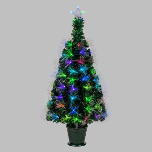 Albero Fibra Ottica Verde LED Multicolor RGB H100cm