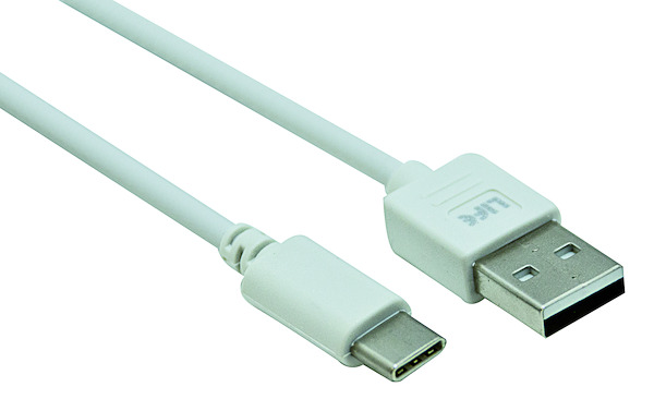 CAVO USB DATI E ALIMENTAZIONE SPINA TIPO A - SPINATIPO C, 1,0M, Velocità 480Mbp/s, BIANCO