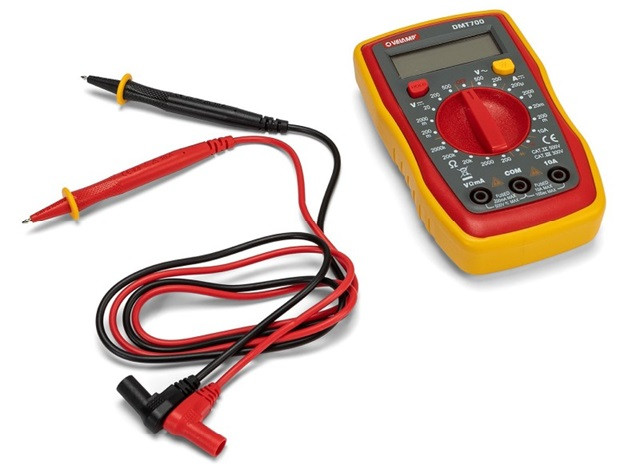 Tester digitale tascabile con sonde, custodia e schermo retroilluminato