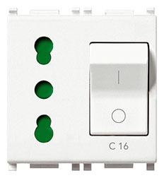 Presa 2P+T 16A P17/11 intb+MT C16 BIANCO
