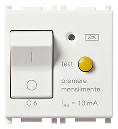 Interruttore MT Diff. 1P+N C6 10MA BIANCO