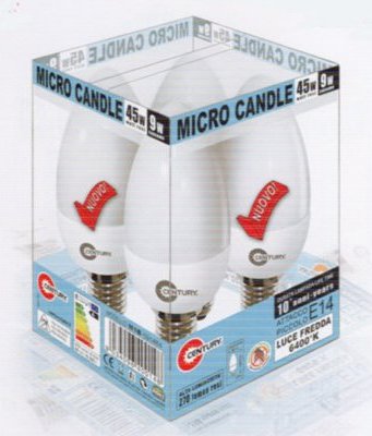 BOX 4PZ MINIOLIVA 9W E14 LUCE FREDDA 86-6400K