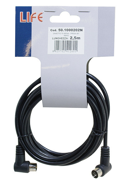 Cavetto TV 2,5mt Spina e Presa 90° H.CARD