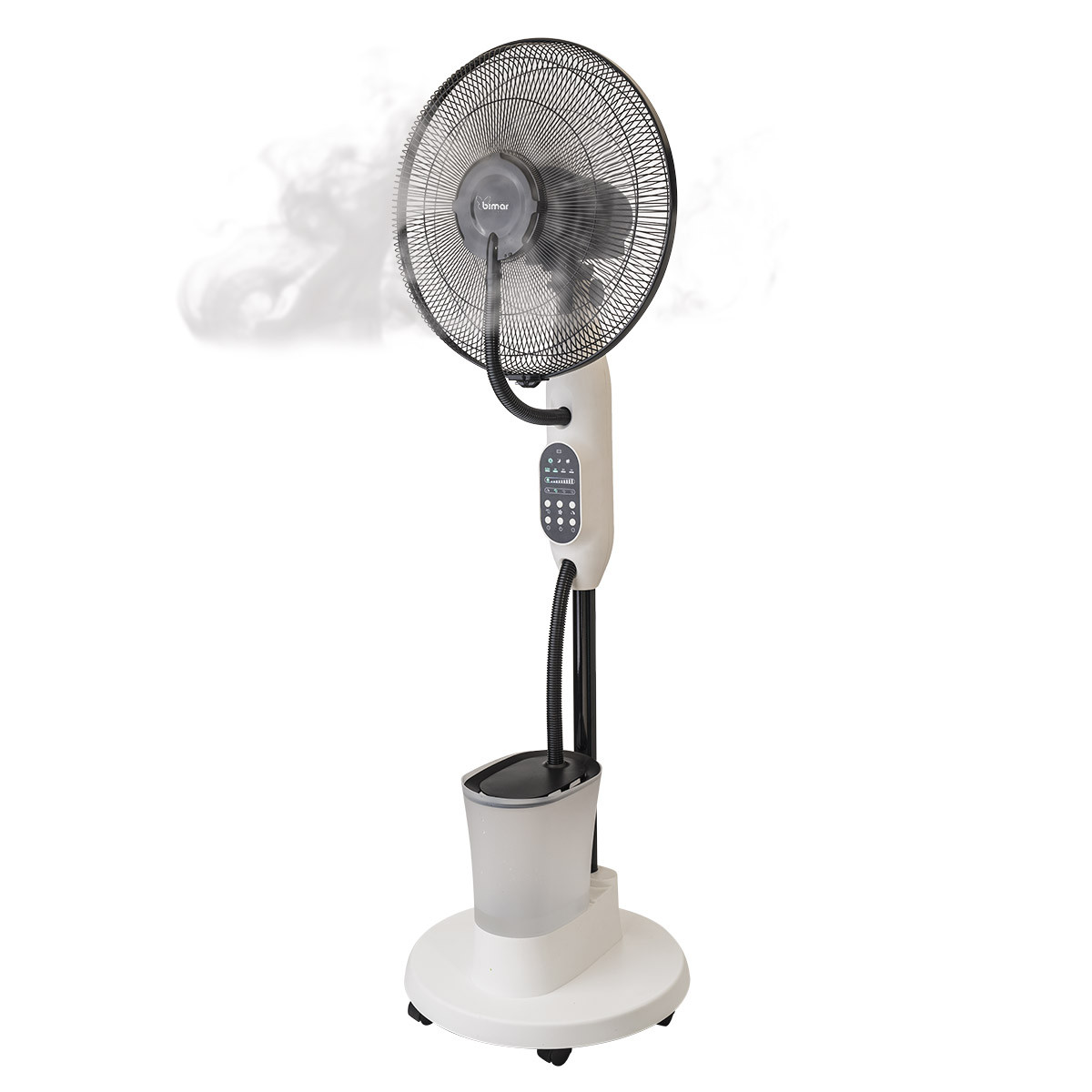 Ventilatore a piantana con nebulizzatore ad acqua e telecomando