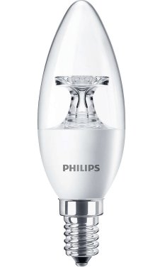 Lampada LED COREPRO oliva/candela trasparente con lente prismatica 5,5W E14 2700°K