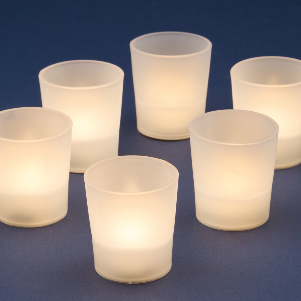 Candele Set 6 Tea Light LED Bicchierino H.5,5cm