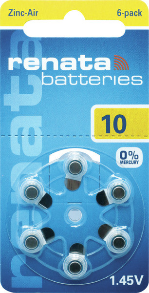 Pila ACUSTICA zinco/aria ZA10 blister 6pz RENATA prezzo x blister