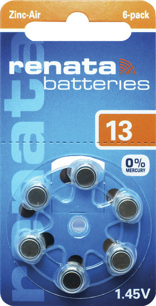 Pila ACUSTICA zinco/aria ZA13 blister 6pz RENATA prezzo x blister