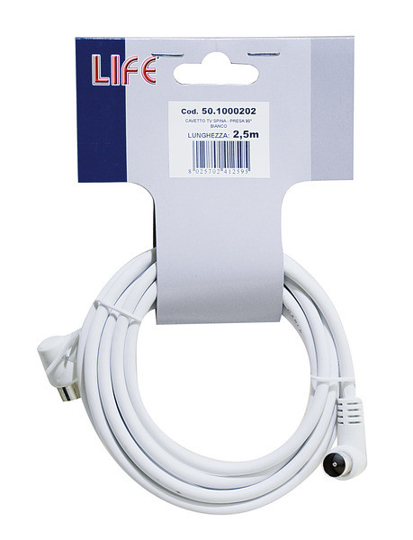 Cavetto TV 2,5mt Spina e Presa 90° H.CARD