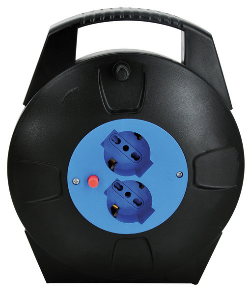 Avvolgicavo 5mt con protezione 2 prese universali + spina 16A