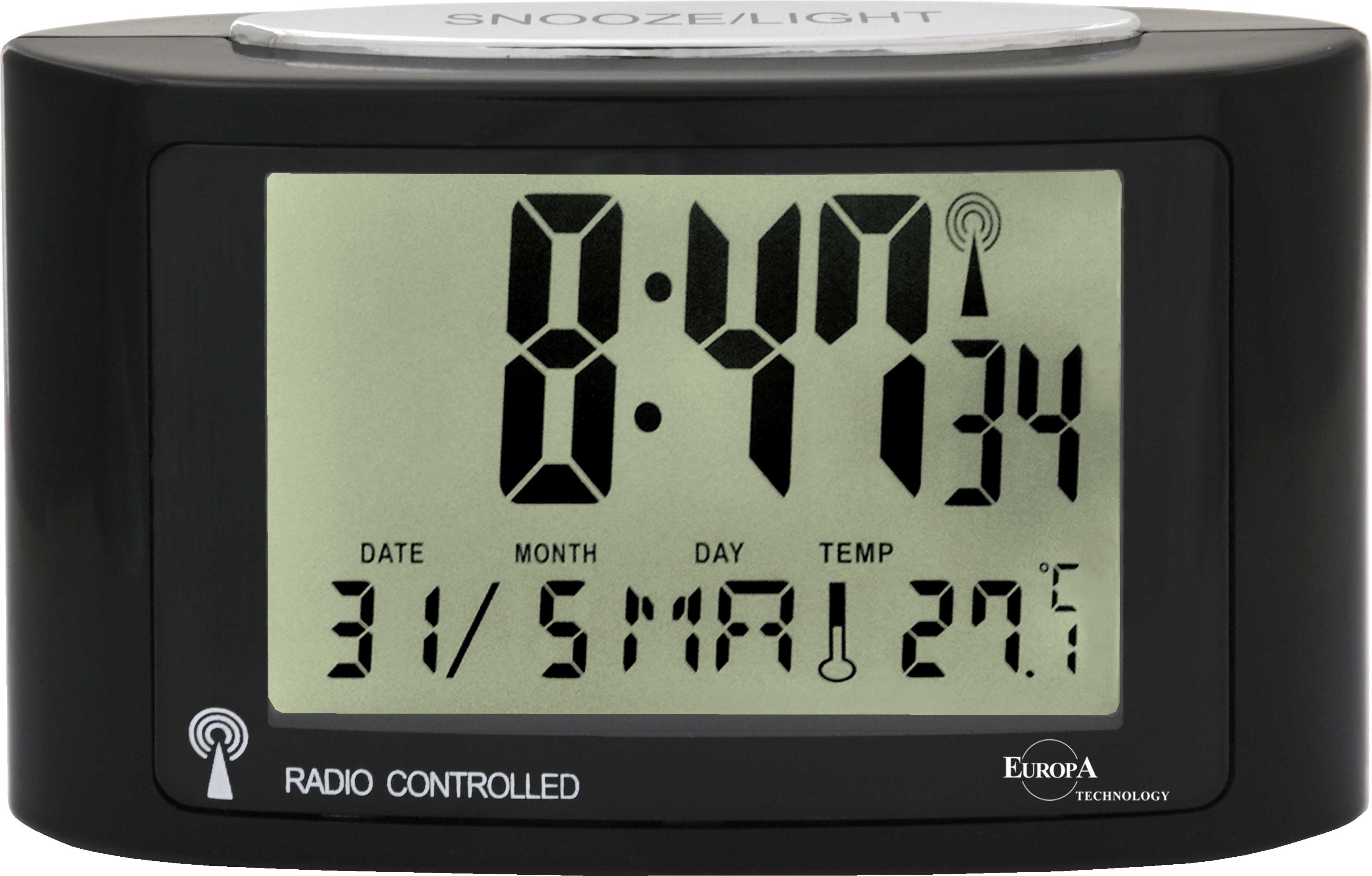 Sveglia RADIOCONTROLLATA LCD con temperatura e calendario