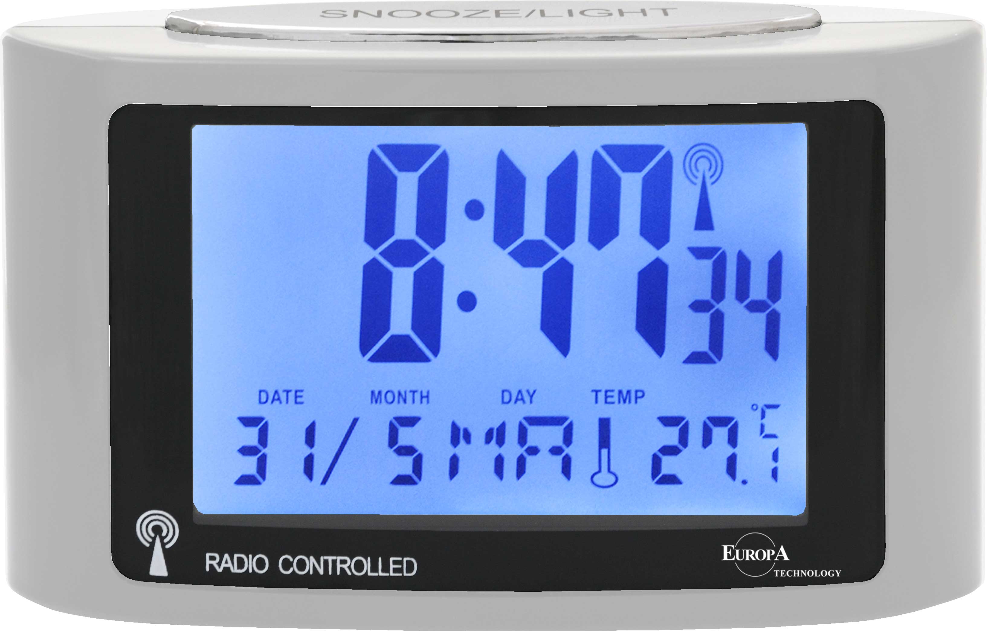 Sveglia RADIOCONTROLLATA LCD con temperatura e calendario