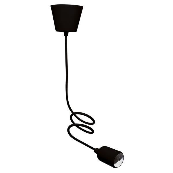 PENDANT SILICONE E27 100W NERO CAVO 1M SEZ.0,75M² ***