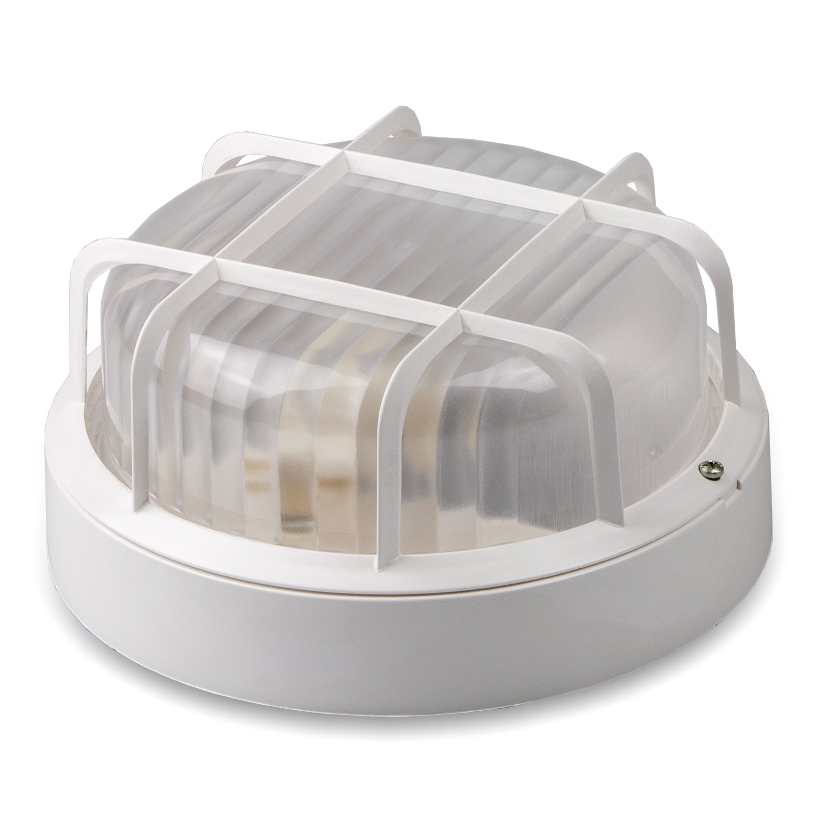 Plaf.tonda c.gabbia 60W (LED15W) BIANCA