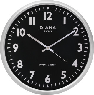 OROLOGIO PARETE D.36 MOVIMENTO SILENZIOSO CROMO SATINATO CASSA PLASTICA NERO MOV.QUARZO