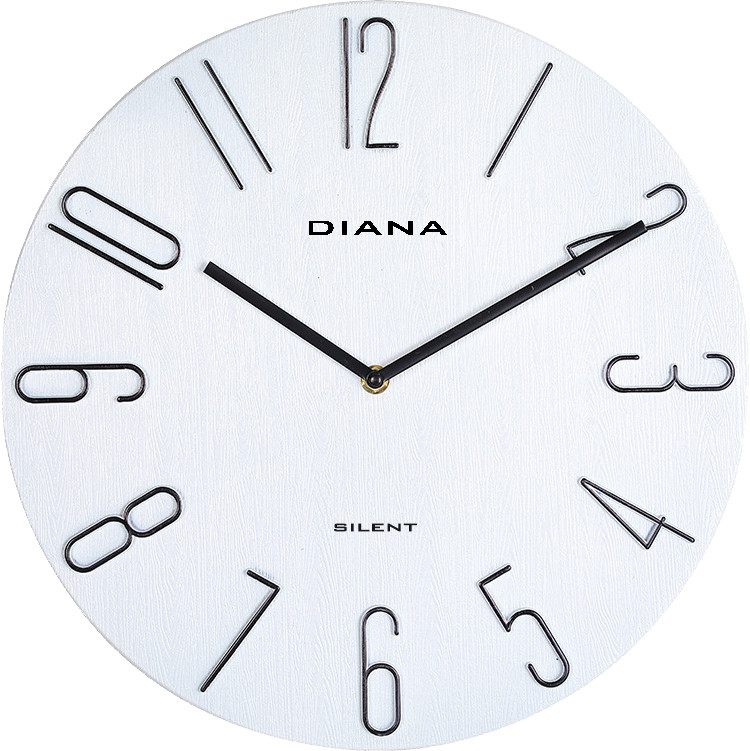 Orologio da parete Ø 30cm con movimento silenzioso e numeri in rilievo DUV111439BI