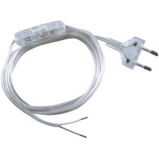 Cablaggio interruttore unipolare + spina 10A cavo 1,5mt  sezione 2x0,75 Trasparente