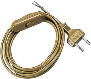 Cablaggio interruttore unipolare + spina 10A cavo 1,5mt sezione 2x0,7 Oro