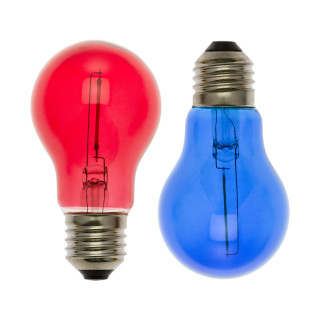 SET 2 LAMP.36V E27 LED ROSSO/BLU TIPO GOCCIA D.60 FILOLED IP44