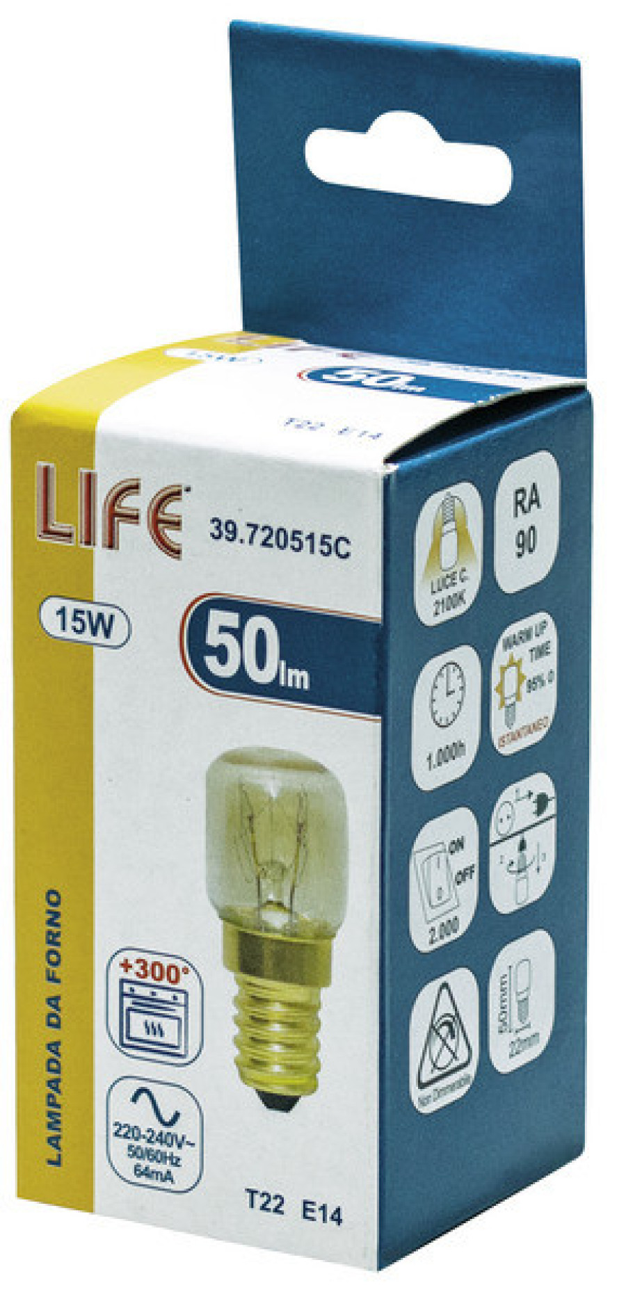 Lampada incandescenza tipo PERETTA x FORNO 15W E14 300°C LIF39.720515C